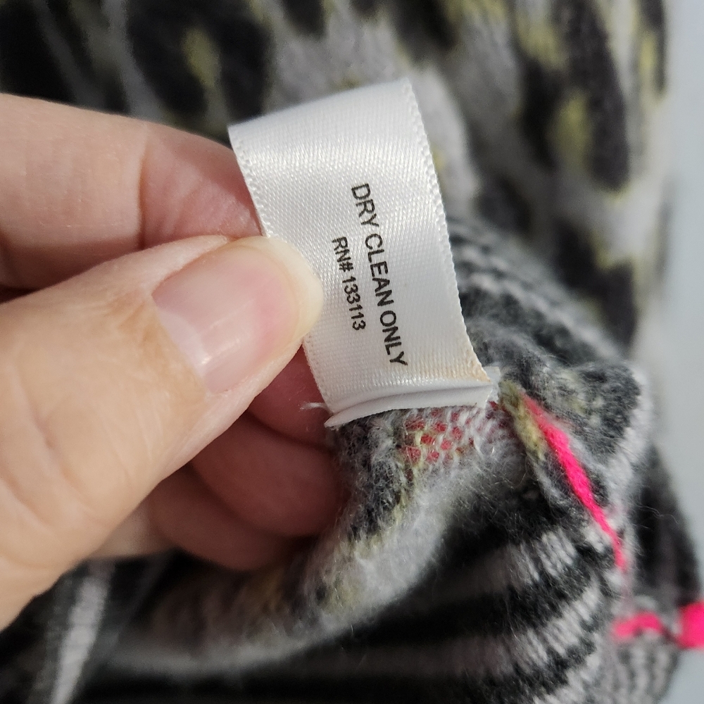 Lisa Todd Cashmere Leopard Piped Sweater Neon Stripe - Picture 7 of 9